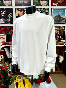 Áo Thun Cotton Dài Tay Cổ Tròn Cỡ Lớn Cho Nam Và Nữ Mùa Thu Mỹ Dày Nhẹ Cổ Nhỏ Bên Trong Áo Lót