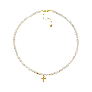 SHISHANGMEIDI | Fashion Luxury Natural Freshwater Pearl Necklace 925 Silver Cross