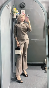 Setelan Wanita Kiera One Set Wanita Rib Knit Premium Setelan Rib Knit Model Cutbray Baju Setelan Wanita Rib Knit