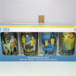 แก้วน้ำ Star Trek แก้วน้ำแก้วคริสตัลแบบพิมพ์ลายโล่ของภาพยนตร์สตีลเทรค แก้วน้ำสำหรับเด็กและเยาวชน