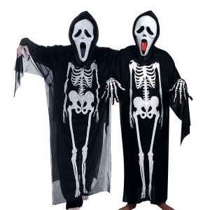 2025 Halloween New Party Role Play Kids Adults Death Cape Halloween Skull Bullet Costume Accessory（Excluding mask headgear）