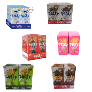 GLICO POCKY Coated Biscuit Sticks [ Chocolate/ Cookies & Cream / Double Chocolate / Green Tea / Milk / Strawberry ]