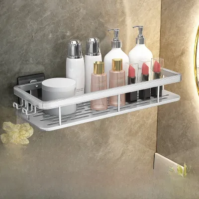 Bathroom Wall Mounted Storage Shelf Toilet Organizer No Drilling Required Nordic Style Space Aluminum 3 Layers Rack Holder