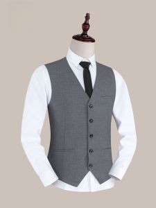 ROMON | Romon Wedding Suit Vest Groomsmen Workwear Mens Vest Business Casual Slim Fit Polyester Fiber Summer Fashion Office Dress