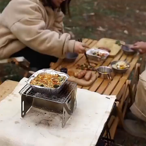 Outdoor Camping Mini Grill BBQ Stainless Steel Portable Folding Outdoor Picnic BBQ Grill Multifunction BBQ 烧烤架