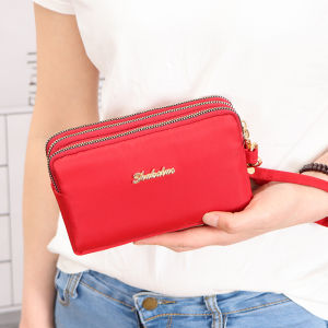 Túi Xách Nữ Vải Cotton Dài Màu Trơn Đơn Giản Có Khóa Kéo Túi Đựng Tiền Xu Túi Điện Thoại Di Động Túi Xách Thời Trang Nữ