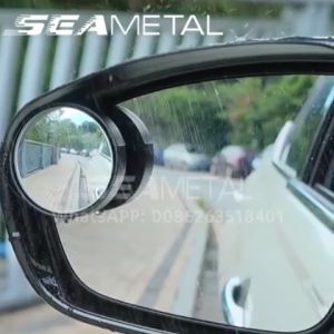 SEAMETAL 2 Pak Cermin Bulat Kecil Mobil 360 ° Sudut Lebar Cermin Titik Buta Hd Cermin Sudut Lebar Dapat Disesuaikan Cermin Bulat Kecil Kaca Spion Mobil