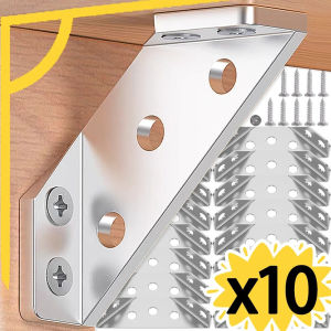 10PCS Universal Stainless Steel Corner Bracket Trapeziform Angle Code Support Fastener Corners Brace Fixing Connector for Board Shelf