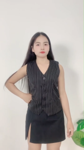 ชุดเซ็ตผู้หญิงเสื้อกั๊กสูทสุดเก๋ กางเกงขายาวทรงกว้าง สวมใส่สบาย