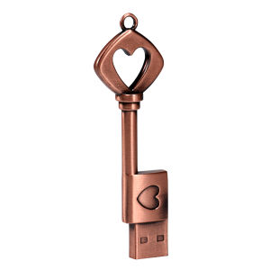 Jaster | Copper Love Heart Shaped Key USB Flash Drive Pendrive Pen Drive 4gb 8GB 16gb 32gb 64GB Metal Keys Memory Stick Wedding Gift