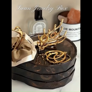 Swan Style 3‑Layers Rotatable Large‑capacity Jewelry Storage Box Desktop Organizer Mothers Day Gift