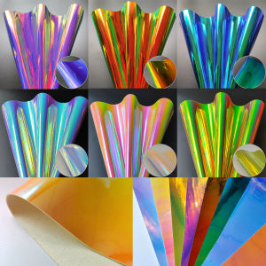 Candy Holographic Iridescent PU Faux Leatherette Fabric Sewing Waterproof Synthetic Laser Bows Earring Handmake DIY Material