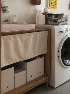 Home Dustproof Door Curtain Laundry Machine Cabinet Cover Half Curtain Short Curtain Fabric Shelf No Drilling Shoe Rack
