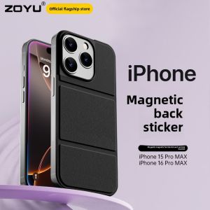 zoyu 丨 zoyu iphone mobile phone case Apple 16promax magnetic back sticker iPhone15 mobile phone protective case 15promax ultra-thin back case magsafe horizontal and vertical rotating bracket 15/16 light plate