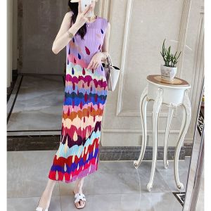 Amita Quality⭐Một Người Một Lời Cầu Xin⭐Thiết Kế Đầm Xếp Ly Miyake Không Tay Cao Cấp Đầm Xòe In Họa Tiết Giảm Tuổi Sành Điệu Cho Mùa Hè 2022