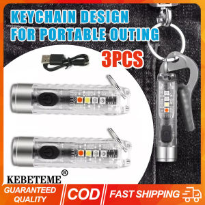 KEBETEME Keychain Light Type-C Rechargeable Keychain Flashlight with 10 Modes Multifunction Flashlight Waterproof