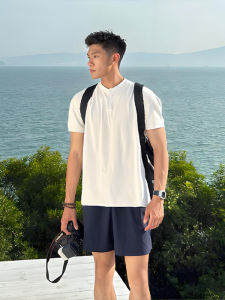 เสื้อยืดแขนสั้นคอฮันนาฮิวีสีขาวสำหรับผู้ชาย ทรงหลวม ผ้าฝ้ายระบายอากาศได้ดี ทรงปกติ ฤดูร้อน 2025 ทรงปกติ