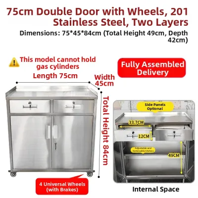 Lockable 304 Stainless Steel Kitchen Drawer Cabinet