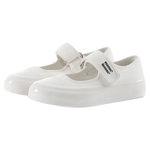 VEEMES | Summer White Thick Heel Canvas Shoes