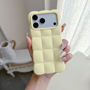 Cute 3D Cloud Case For iPhone 17 Pro Max 18 16 15 14 13 Wave Grid Soft Silicone Shockproof Bumper Candy Color Anti Drop Cover