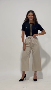 MINEOLA Tie Belt Straight Cut Wide Leg (Celana kulot wanita kekinian korean style)