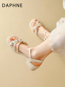 Daphne | Water Crystal Chunky Heel Sandals Women Summer Dress Style