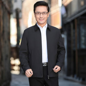 แจ็คเก็ตผ้าไหม Pierre Cardin สำหรับผู้ชาย ฤดูใบไม้ผลิและฤดูใบไม้ร่วง งานแต่งงาน วันเกิด สีแดง ปกโปโล ซิป แขนยาว เสื้อโค้ท