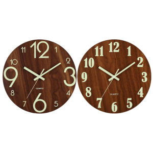 COD [Free Shipping] 12 Inch Silent Glow Night Lights Battery Operated Round Wall Clock for Living Room Home Bedroom Office Decor