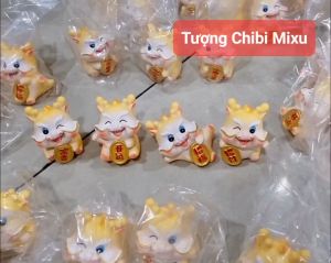 Bộ 4 Tượng Rồng Vàng Trang Trí Phong Cách Hiện Đại Kèm Chân Đế Đa Sắc