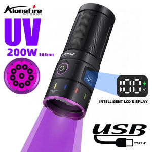 AloneFire SV140 200W 10x LED 365nm UV Flashlight High Power Blacklight Torch USB Rechargeable Pet Urine Stain Scorpion Money Fluorescent Light