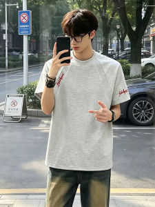 ZHUOCAN | Destructive Patchwork Letter Embroidery Crewneck T-Shirt for Men