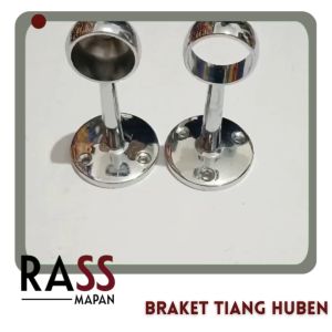 1 PASANG Braket Tiang Pipa Bulat SS Aluminium Huben