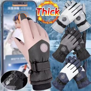 Winter Snowboard Ski Gloves PU Leather Non-slip Touch Screen Waterproof Motorcycle Cycling Fleece Warm Riding Gloves