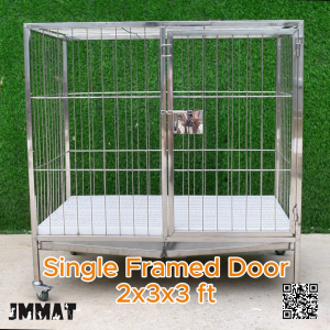 2x3x3 ft - Single Framed Door 304 Stainless-Steel Heavy-Duty Cage - Dog Cage/Crate - Pet Cage