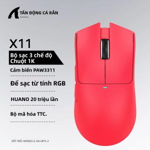 Chuột Không Dây Attack Shark X11 RGB 2.4GHz/Bluetooth 22000DPI 400IPS PAW3311 Kết Nối 3 Chế Độ Chuột Chơi Game PC Có Giao Diện USB