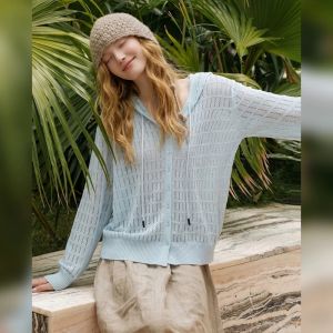 Sun Protection Hooded Knitted Cardigan for Women