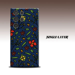 Navy Retro Cartoon Flower For Samsung Galaxy S26 S25 S24 A56 A36 Dual Layer Luxury Fashion Full Lens Protective Case
