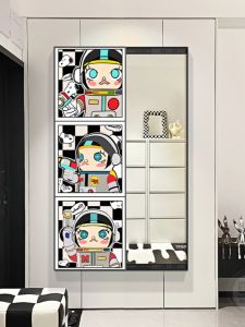 Trendy Hidden Sliding Bedroom Dressing Mirror Invisible Pop Mart Full-Length Mirror High-End Hallway Mirror Decorative Painting