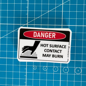 Danger Hot Surface High Temperature Burn Hand Finger Risk Hazard. Sticker Sign Safety Danger Caution Signage Label Panas