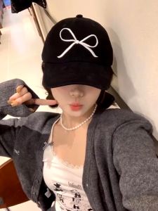Summer Bow Hat Adjustable Soft Top Y2K Baseball Cap Pink Bows Embroidered Snapback Peaked Caps