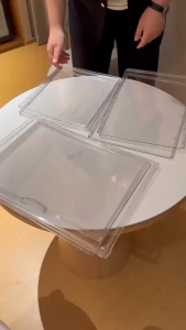 Bread Box for Kitchen Countertop Adjustable Bakery Organizer Magnetic Acrylic Display Case Stackable Dustproof Box Water Cup Storage Rack Cosmetic Storage Organizer Desk Storage Christmas party Loaf Box Pastry Box