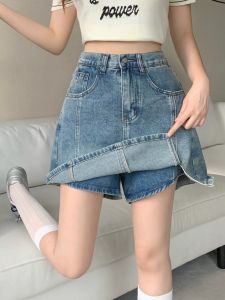 Split Leg Slimming Anti-peek A-line Skirt Short