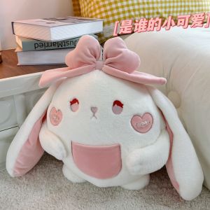 Lolita Rabbit Hand Warmer Two-In-One Office Nap Blanket Pillow Girls Car Pillow Soft Plush U-Shaped Velvet Winter Decorative