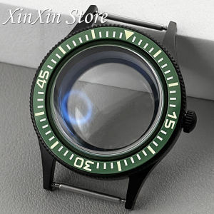 PVD Black 40mm Retro Luminous Bezel Diving Double Domed Coated AR Sapphire Glass Titanium Watch Case For NH34 NH35 NH36 Movement