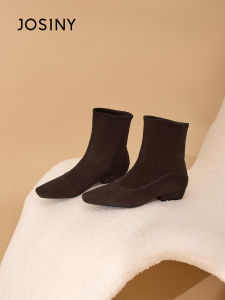 Josiny | Stretchy Fashion Boot Low Heel Short Boot