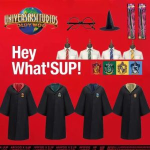 Isabella 6PCS Harry Potter Cloak Robe Cosplay Costumes Gryffindor Slytherin Ravenclaw Cape Suit Cloak Uniform Cosplay Potter Outfits Magic Robe Clothes Potter Cosplay Costumes Kids Accessories Drop Shipping