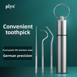 plys | Stainless Steel Toothpick for Portable Use with Dental Picking and Cleaning Functions