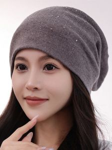 Cotton Sleep Hat Womens New Style Overhead Cap Four Seasons Warm Fashionable Versatile Skin-friendly Windproof Forehead Protection Air Conditioning Hat