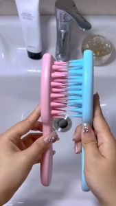 Hair Brush Spa Silicone Edge Finger Hair Scalp Massage Brush Shampoo Brush Shower Soft Comb Head Brush Sikat Mandi