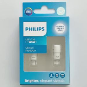 Philips | Philips LED T10 W5W Ultinon Pro6000 4000K 6000K White Bright Car Interior Lamps Turn Signal No Flash Flickering Error Free